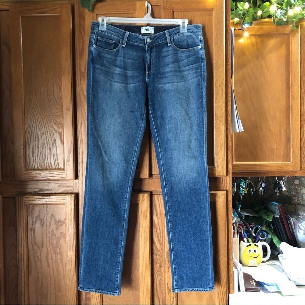 Paige Jimmy Jimmy Skinny Jeans Blue Tiger Lily Wash Mid Rise Stretch - 29